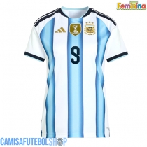 Camisa de time de futebol Argentina Julian Alvarez #9 Replicas 1º Equipamento Feminina Mundo 2026 Manga Curta